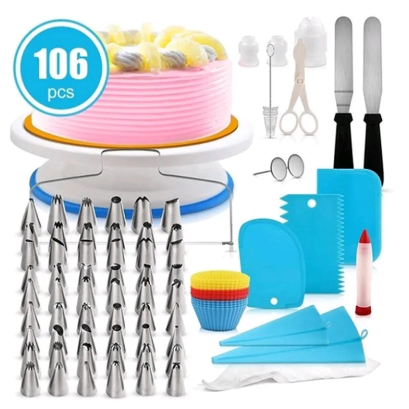 

106 Pieces Cake Turntable Set Decorating Baking Tool Cake Decor Scrapers DIY Kitchen accessories Supplies