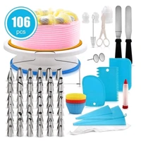 106 pieces cake turntable set decorating baking tool cake decor scrapers diy kitchen accessories supplies
