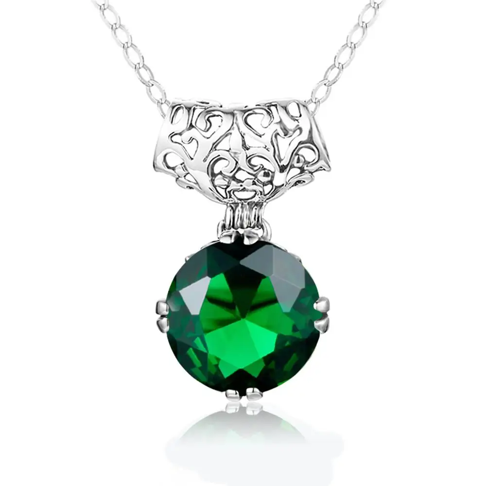 

Szjinao Серебряный кулон для женщин из натуральной кожи 925 стерлингового серебра зеленый изумруд камень кулоны из нержавеющей стали драгоценн...