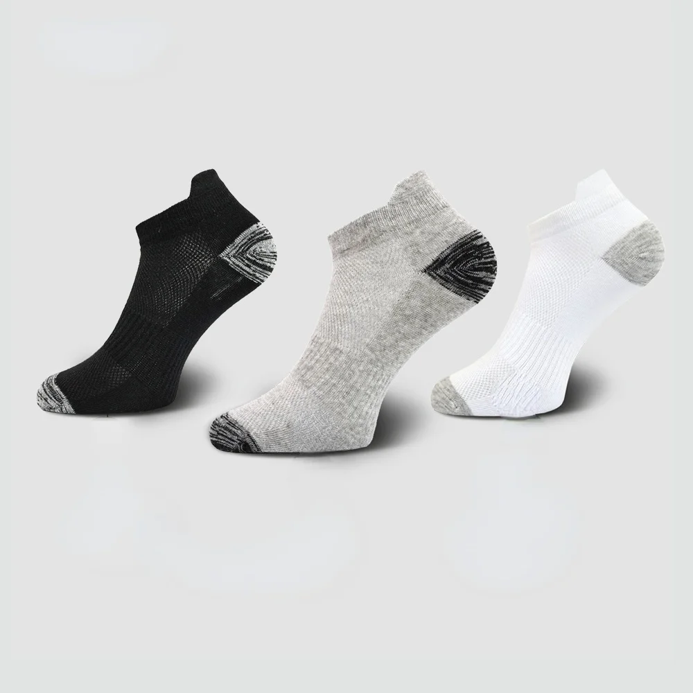 

5 Pairs Happy Socks Men Athletic Cushioned Cotton Sports Socks Mens Ankle Socks Breathable Low Cut Tab Mesh Casual Short Sock