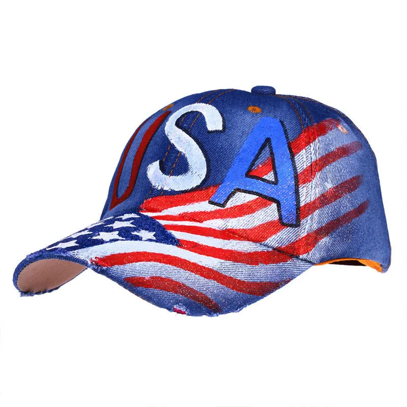 Бейсбольная кепка с изображением бабочки и флага США|Мужские бейсболки| |