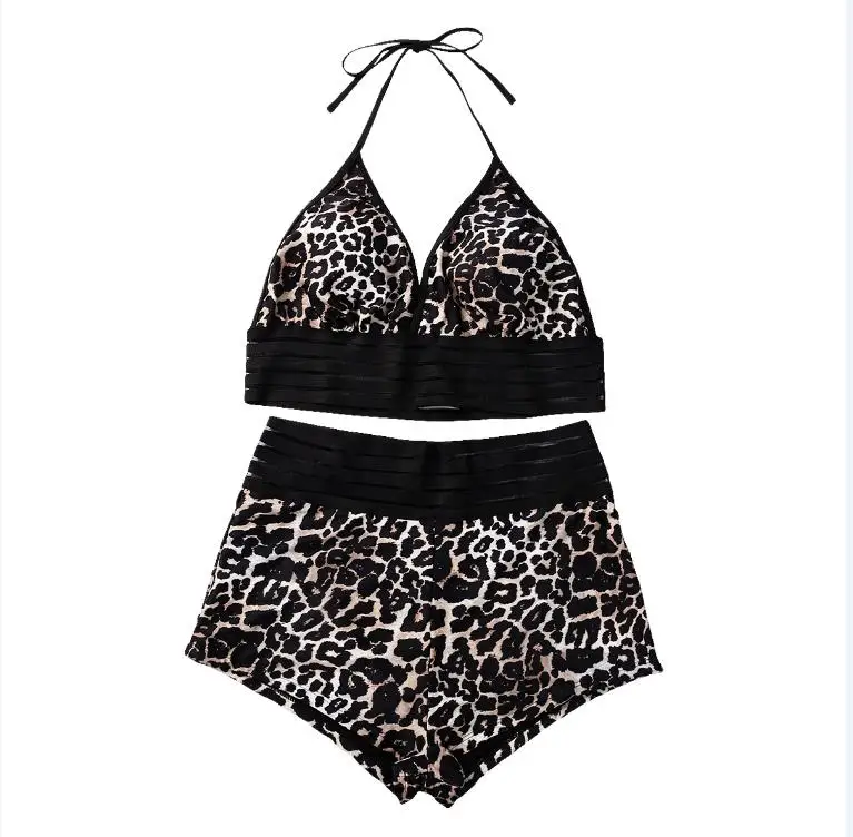 Женский леопардовый комплект бикини UK купальник с высокой талией спортивные
