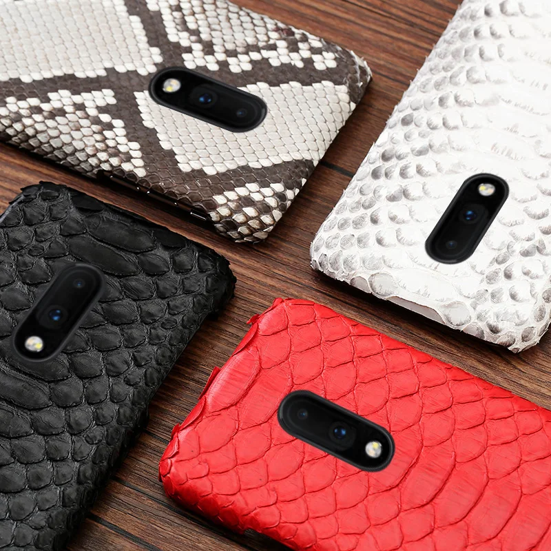 

Luxury Phone Case For Oneplus 8 7 7T Pro Case For 3 3T 5 5T 9 9T case Real Python Skin Back cover