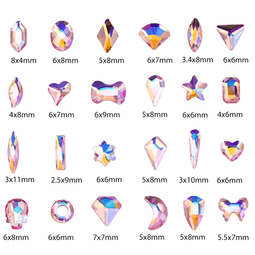 

3D Crystal Nail Rhinestones Stones AB Diamond Flat Back Nails Art Decoration Sequins Diy Nail Design Manicure Accessories