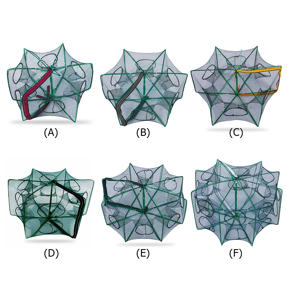 6-8 Sides 6-16 Holes Fish Network Crab Crayfish Shrimp Automatic Fishing Net Trap Cage Foldable | Спорт и развлечения