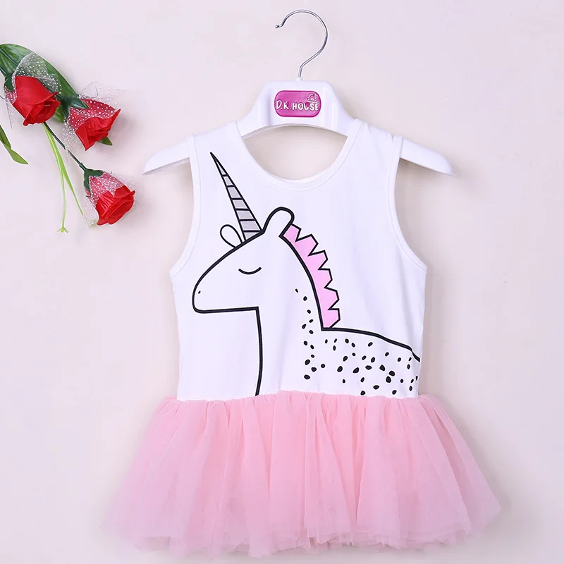 2019 Летнее платье для девочек без рукавов с рисунком героев из мультфильмов