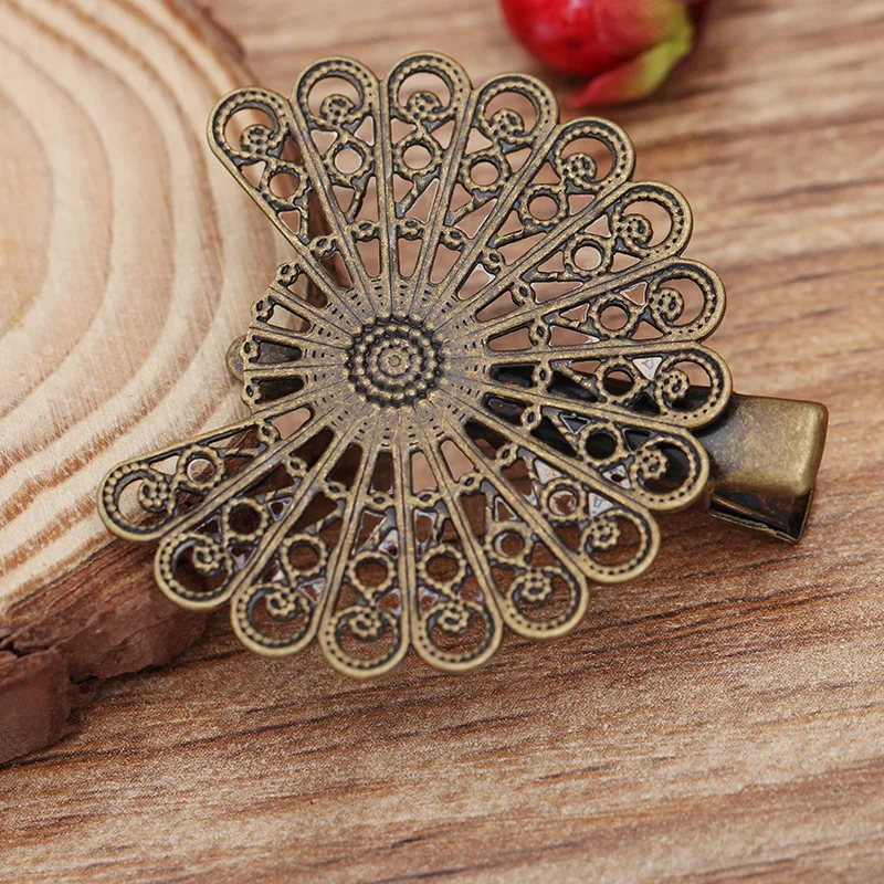 Винтажные филигранные Круглые Цветочные заколки-невидимки диаметром 38 мм