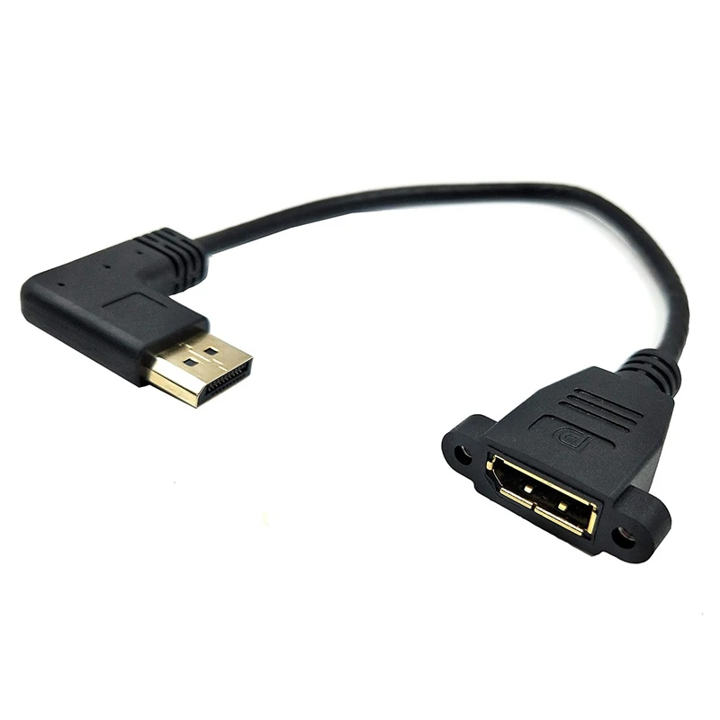 DP кабель 12 дюймов/30 см правый угол 90 градусов Displayport (DP) Male DisplayPort Female с панелью