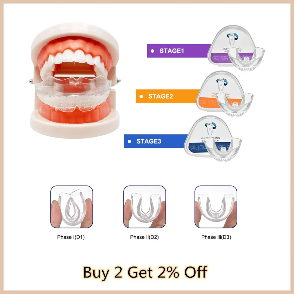 

Three-Stage Dental Appliance Tooth Orthodontic Braces Dental Braces Teeth Trainer Alignment Braces Mouthpiece For Adults