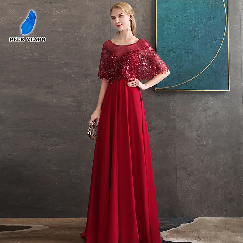 DEERVEADO MFY121 Red Prom Dresses Long 2020 New Arrival Beading Sequins Occasion Party Formal Dress Gown | Свадьбы и торжества