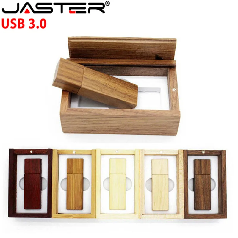 JASTER USB 3 0 5 шт. бесплатный логотип на заказ Деревянный usb + коробка флеш накопитель