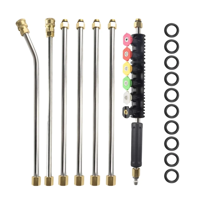 Pressure Washer Extension Wand Set Power Lance With 6 Spray Nozzle Tips Design 30 Degrees Curved Rod 1/4 Inch Quick Conne | Автомобили и