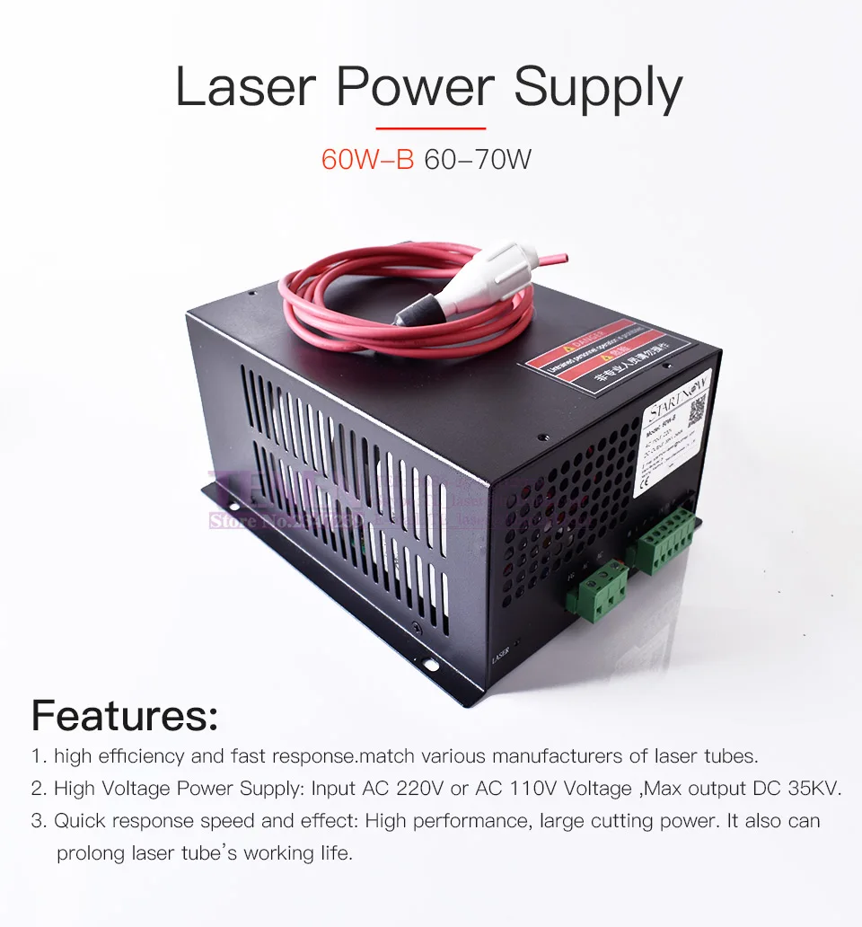 60W-B Co2 лазерное устройство PSU MYJG-60 Co2 лазерный источник 110 В 220 В CO2 лазерный источник питания 60 Вт для лазерной гравировки и резки