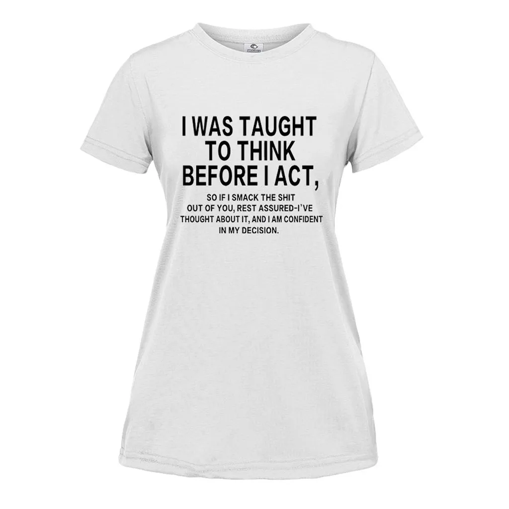 Повседневная рубашка с надписью Я училась думать перед тем как действовать