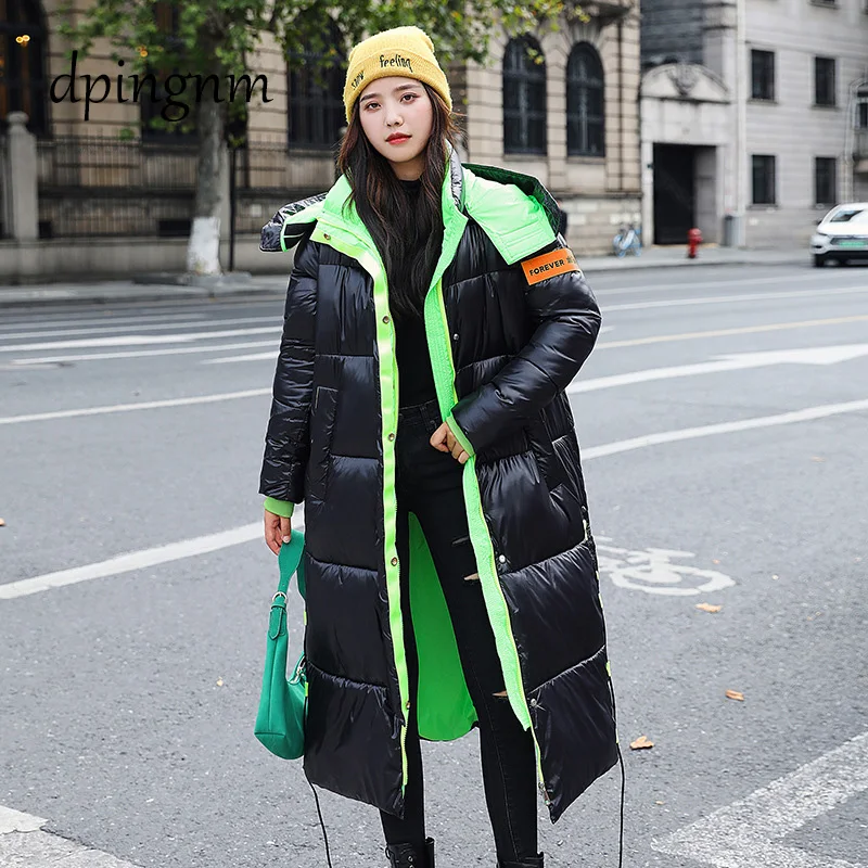 

Яркий уход за кожей лица, подбитые пухом, куртка Женская длинная секция выше колена 2020 зима мода Свободный жакет хлеб пальто для женщин толс...