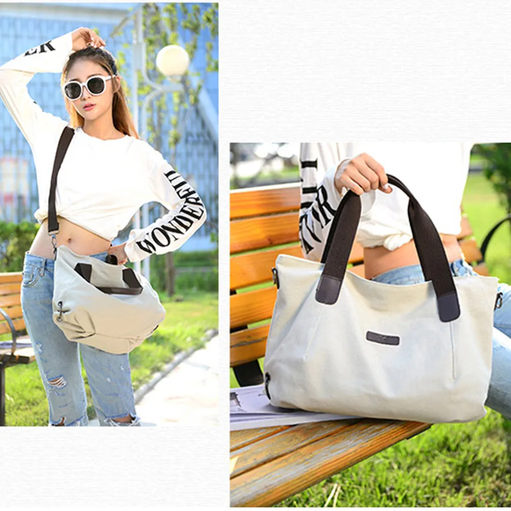 Холщовая Сумка на плечо вместительная Повседневная однотонная дамская сумочка