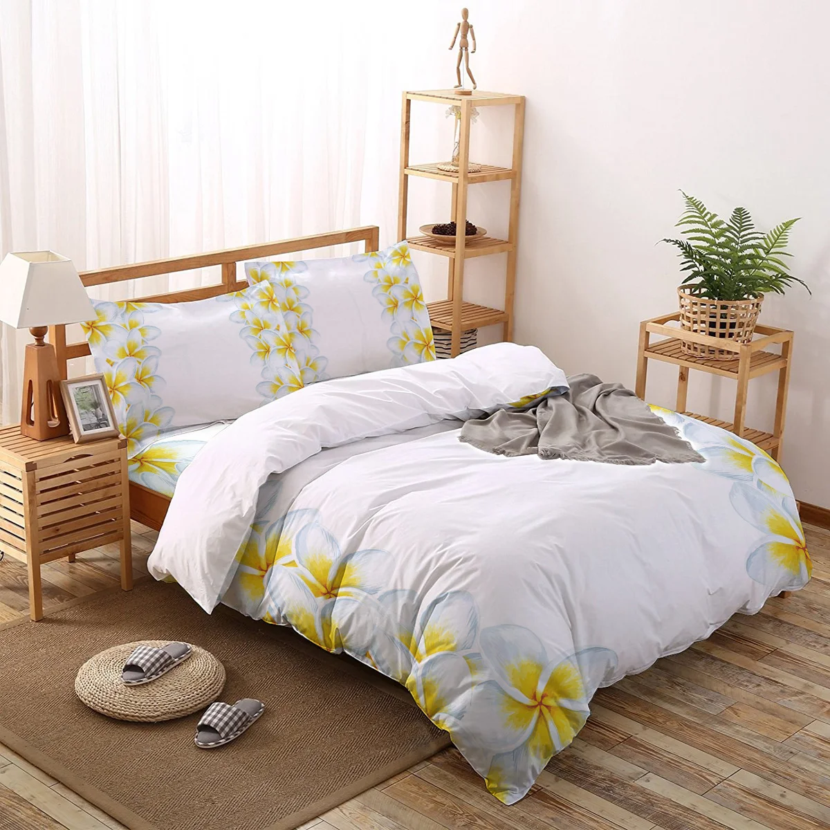 

Комплект постельного белья с белыми цветами Plumeria, Комплект постельного белья для дома, пододеяльник, постельное белье, простыня, Королевски...