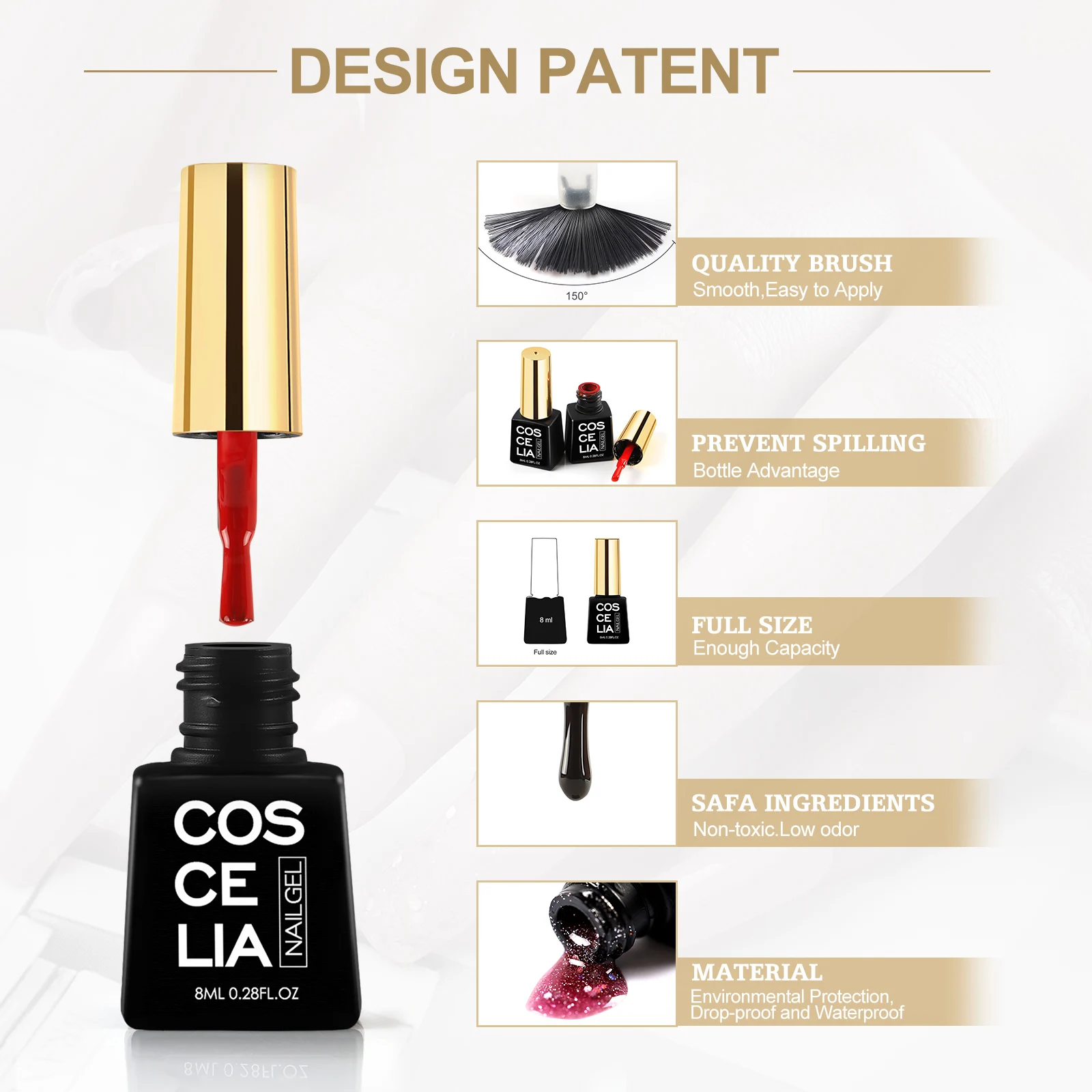 Маникюрный гель COSCELIA полуперманентный для ногтей все маникюра Светодиодный