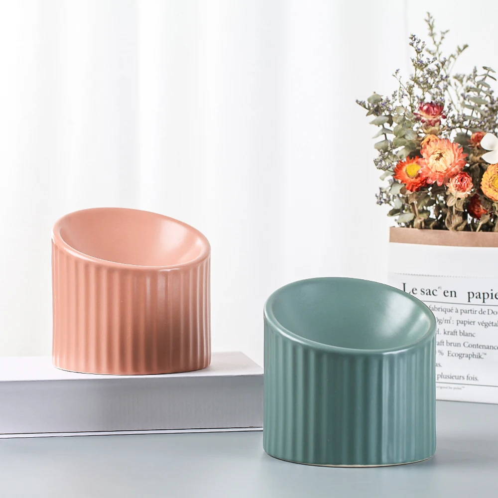 Керамическая наклонная повышенная миска для кошек и собак воды с приподнятым