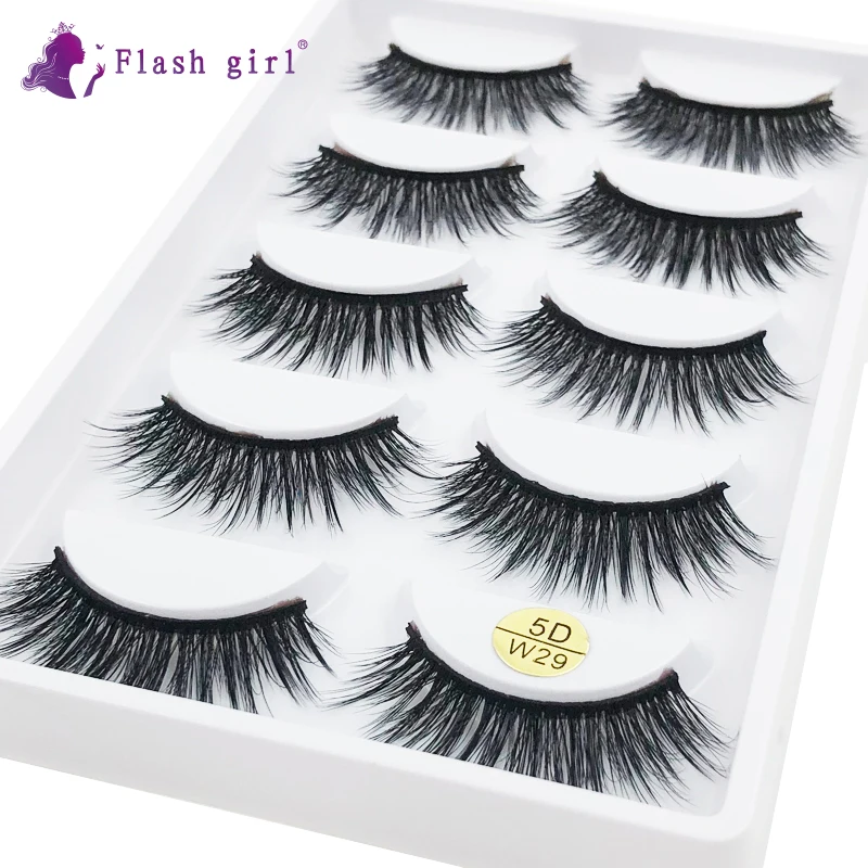 

Flash Girl 5D-W29 Hand Made Makeup Eye Lashes 5 Pairs False Eyelashes Natural Long Soft Mink Lash Vendors