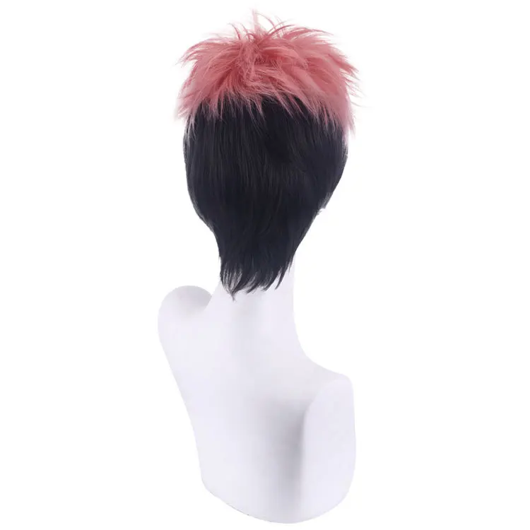 Парик для косплея Yuji Itadori из аниме джутсу термостойкие короткие волосы розового