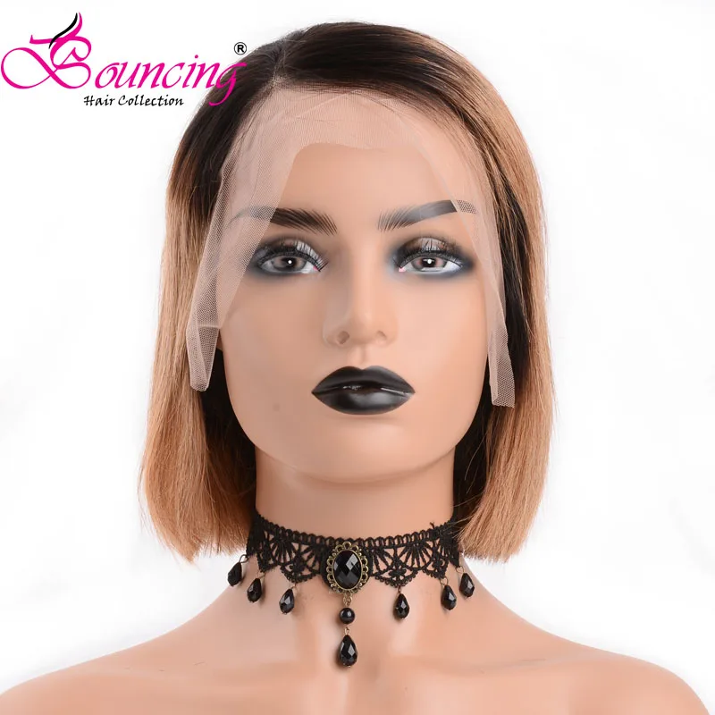 Прыгающие прямые 13*4 парики на кружеве 150 плотность короткие парики# 1BB/27B/30 боковая часть парики низкий коэффициент человеческих волос парик