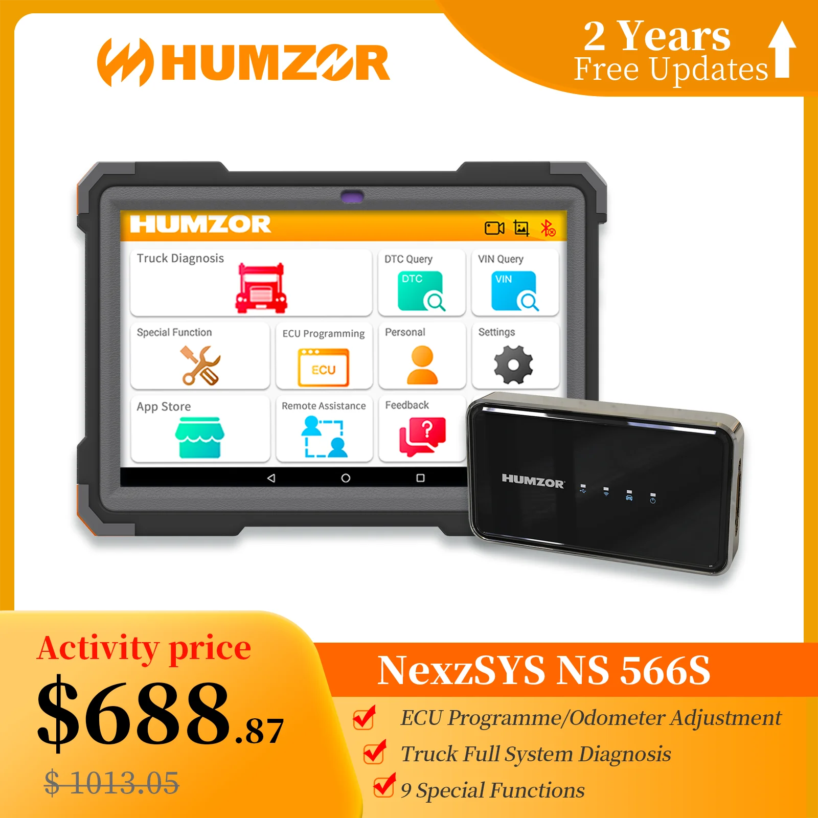 Humzor NS 566S тяжелый грузовик диагностические инструменты дизель OBD2 сканер полная
