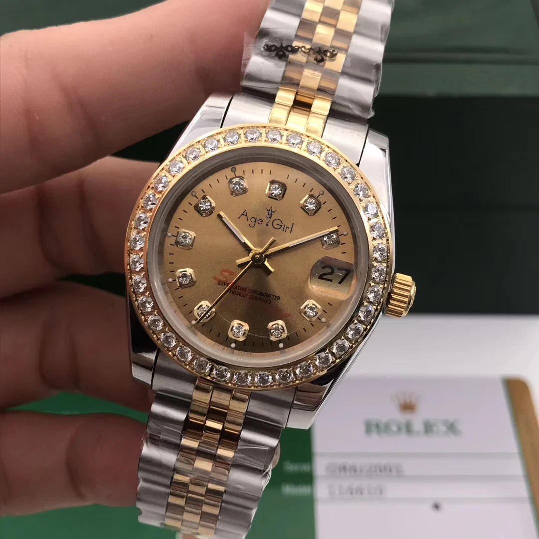 

Classic New Stainless Steel Sapphire Watch Women Lady Automatic Mechanical Diamond Bezel Silver Yellow Gold Datejust 31mm