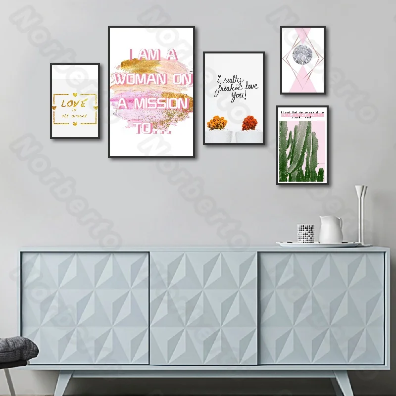 

Nordic Style Canvas Painting Poster Flowers Green Plants Architectures Diamond Letters About Love Pictures for Home Rooms Decora