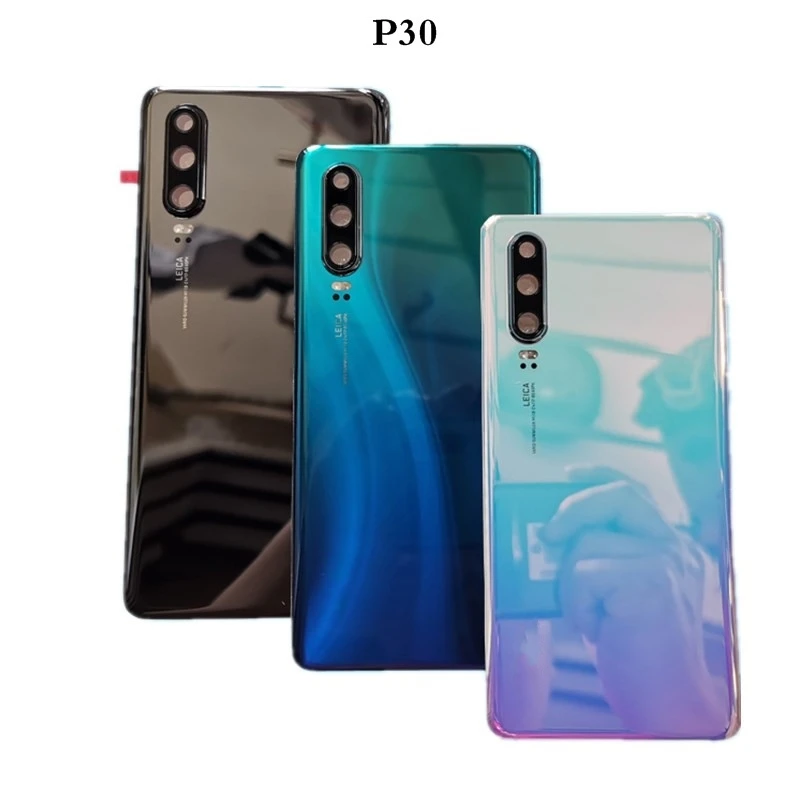 100 original back battery cover for huawei p30 pro door rear glass case back housing with camera lens free global shipping