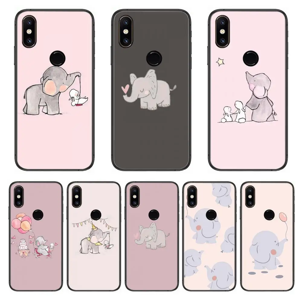 

Elephant happy family Phone Case For xiaomi M2 C3 X3 F2 Lite NFC 6 5 x Poco k30 Pro Anime Black Cover Silicone Back Pretty