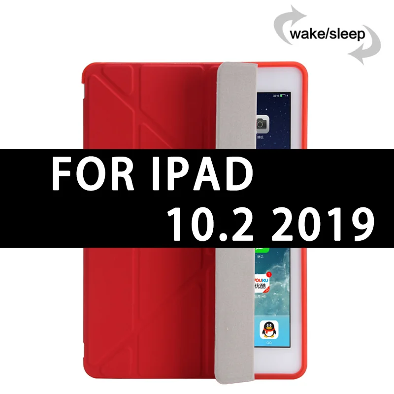 10.2 red Чехол для ipad 10," ipad, кожаный смарт-чехол, Мягкий ТПУ Задний защитный чехол для ipad 9,7", чехол A1822 A1823 - Цвет: 10.2 red