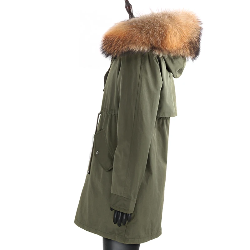 Winter Men Casual Long Jacket Coat Real Raccoon Fur Collar Hooded Coat Thick Warm Mens Parka Male Fashion Streetwear