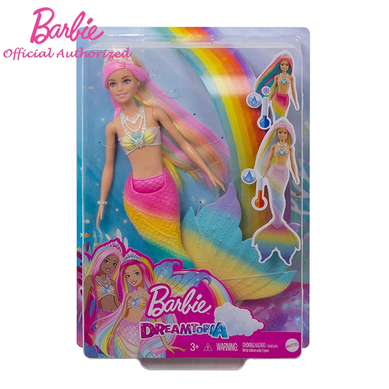 

Barbie Girl Dreamtopia Rainbow Magic Mermaid Color Reveal Kid Toy Water Activated Swimming Doll GTF89 For Children Birthday Gift