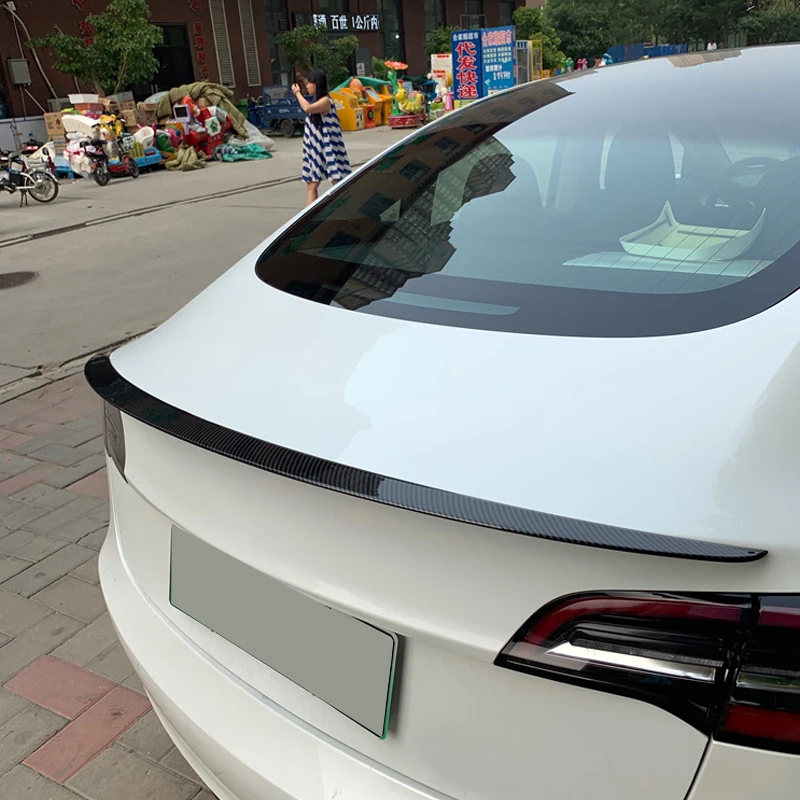 Для Tesla модель 3 голубого цвета со звездами углерода Стиль спойлер заднего багажника, крыла сзади загрузки губ покрытие автомобиля для укладки
