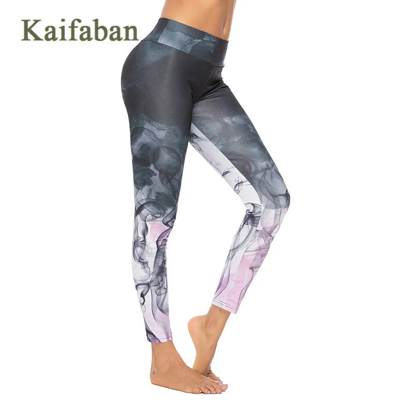 Женская спортивная одежда с градиентным принтом штаны для йоги леггинсы фитнеса