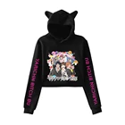 Укороченная толстовка с рисунком кошки Yarichin, Женская толстовка, уличная одежда в стиле Харадзюку, японская одежда в стиле хип-хоп для девушек с мангой