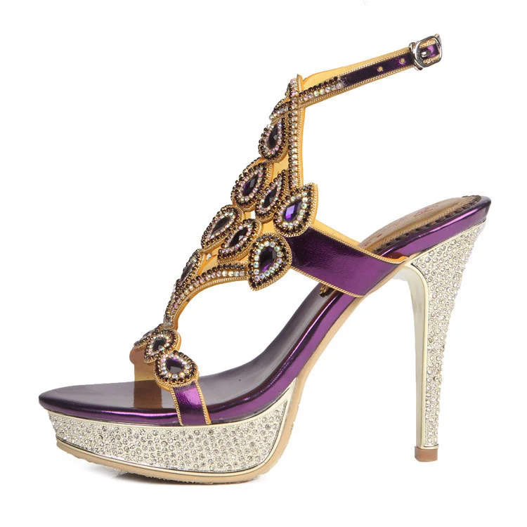 

One button strap net red sandals fairy style 2020 summer new versatile women's diamond high heels