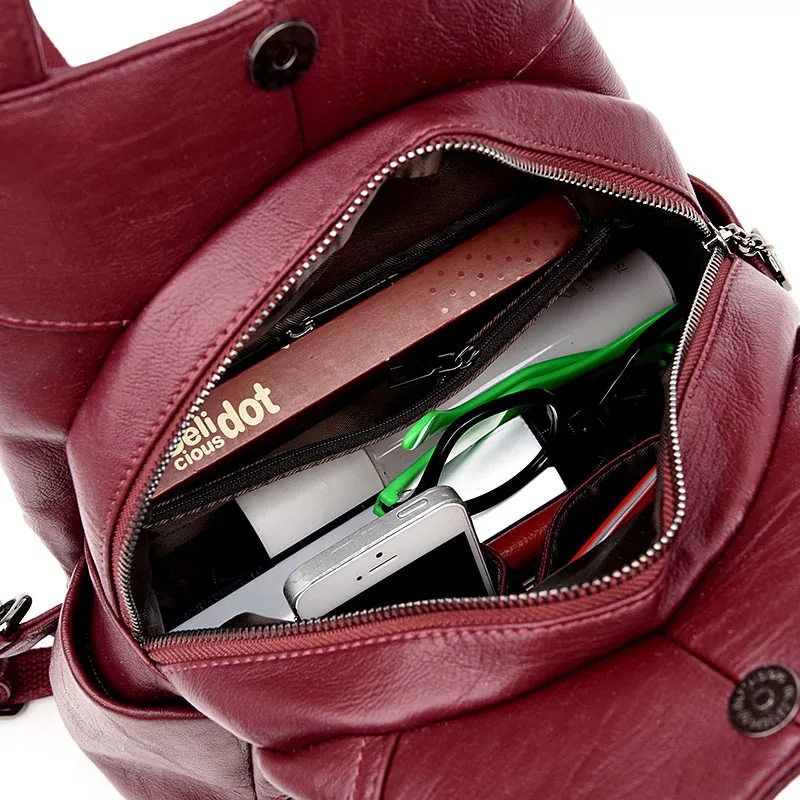 Женский кожаный рюкзак с защитой от кражи винтажный на плечо для путешествий