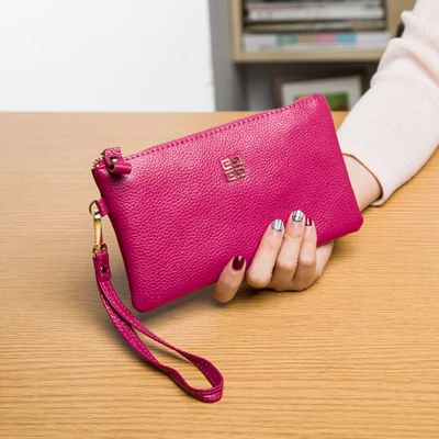 S602 rose red Модные женские кошельки из натуральной кожи, женские кошельки для отдыха из воловьей кожи на молнии, Короткие Кошельки для телефона, Женские Оригинальные кожаные кошельки - Цвет: S602 rose red
