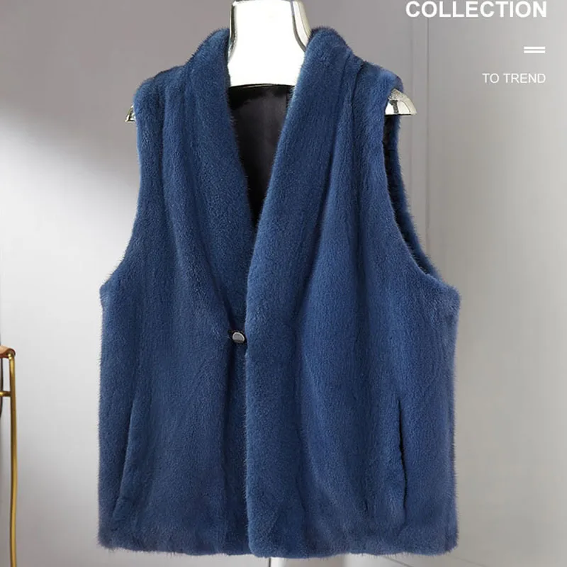 

Real Import Copenhagen Mink Fur Women's large full sable V-neck Winter natural Vest Fashion silm Outwear Real Mink Fur Vest Mink