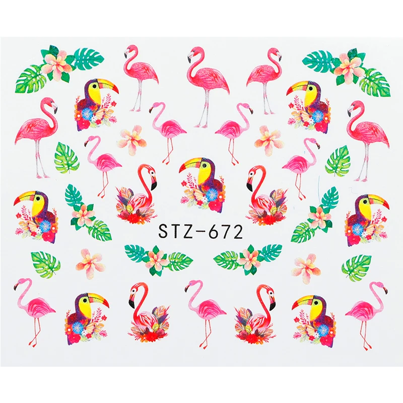 1 шт стикер для ногтей с переводом воды мультфильм Фламинго милые животные дизайн