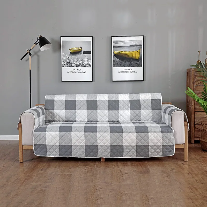

One-piece Pet Sofa Cushion Thick Quilted Quilted Plaid Sofa Cover Cover Towel Integrated Cushion