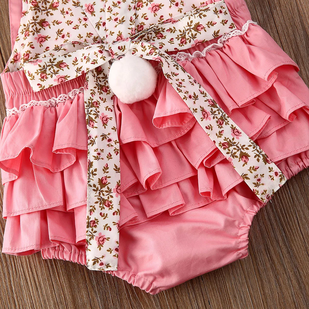 

AA 2020 Easter Cute Newborn Baby Girls Sleeveless Floral Bunny 3D Ears Ruffle Backless Bodysuits Headband Outfit Kids Bodysuit