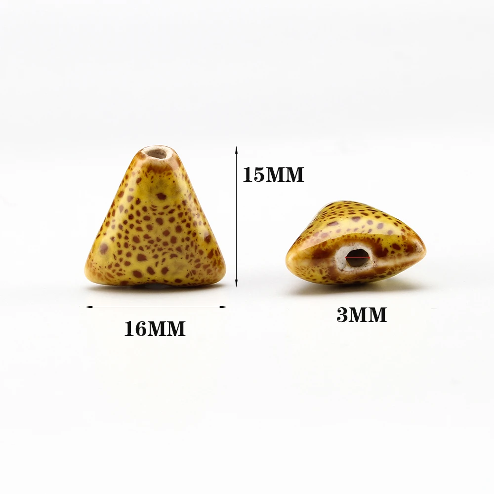 

10mm Big Hole Making Accessories Ceramic Beads For Jewelry Bracelet Material Loose Mix color Triangle Porcelain Beads T151