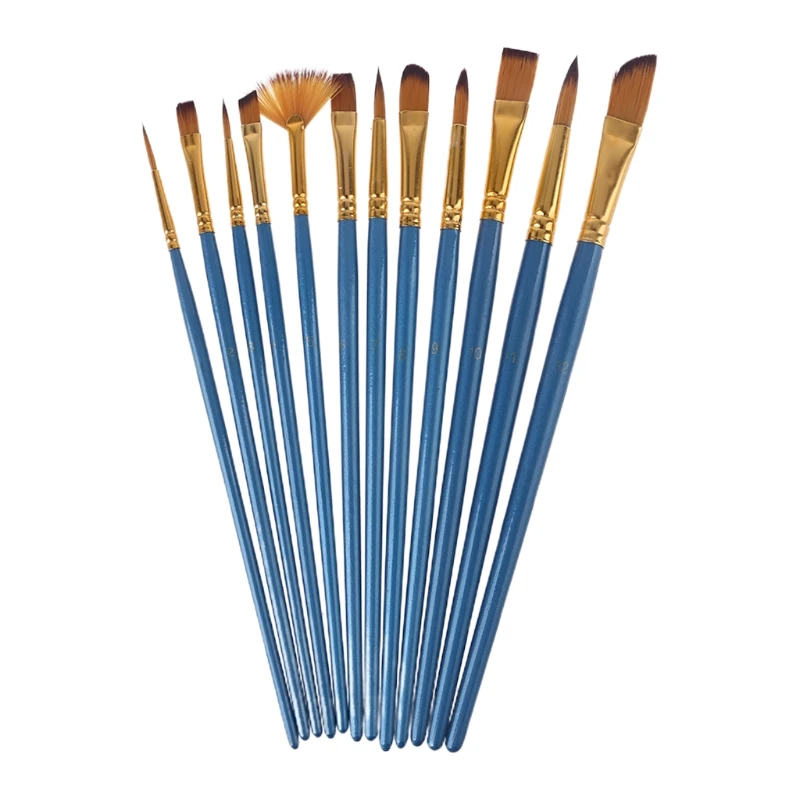 

12pcs Nylon Hair Wooden Handle Watercolor Paint Brush Pen Set for DIY Oil Acrylic Painting Art Paint Brushes