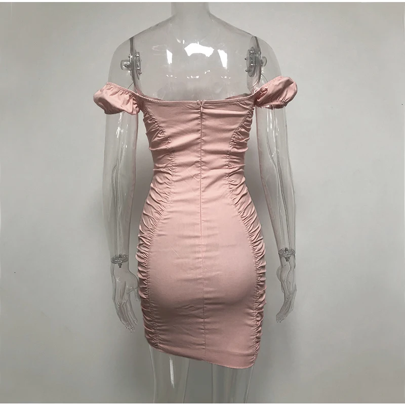 

Off Shoulder Summer Dress 2019 Women Curve Cut Side Ruched Waist Cross Tie Up Sexy Dress Woman Party Night White Dress