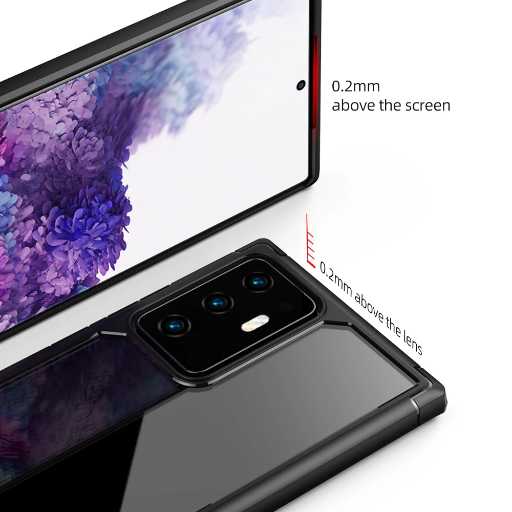 Чехол для Samsung Note 20 силиконовый акриловый Гибридный противоударный Прозрачный