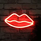 Неоновая светодиодсветильник неоновая вывеска с розовыми и красными губами на питании от USBбатареи для дома, свадьбы, вечеринки, Дня Святого Валентина, настенное украшение