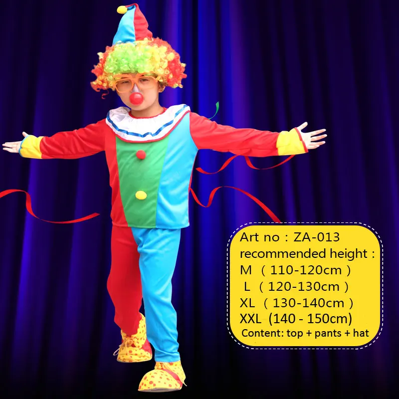ZA 013 Umorden детский день Пурим Хэллоуин Цирк Клоун Костюмы для мальчиков смешной костюм клоуна Fantasia Infantil косплей для девочек - Цвет: ZA 013